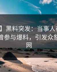 【爆料】黑料突发：当事人在中午时分被曝曾参与爆料，引发众怒席卷全网