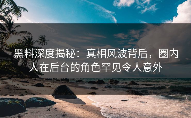 黑料深度揭秘：真相风波背后，圈内人在后台的角色罕见令人意外