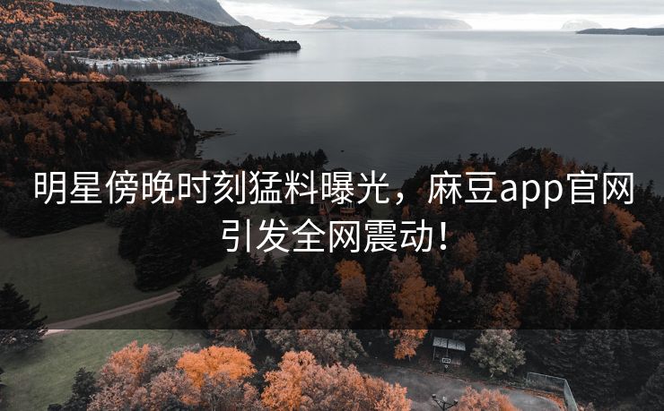 明星傍晚时刻猛料曝光，麻豆app官网引发全网震动！