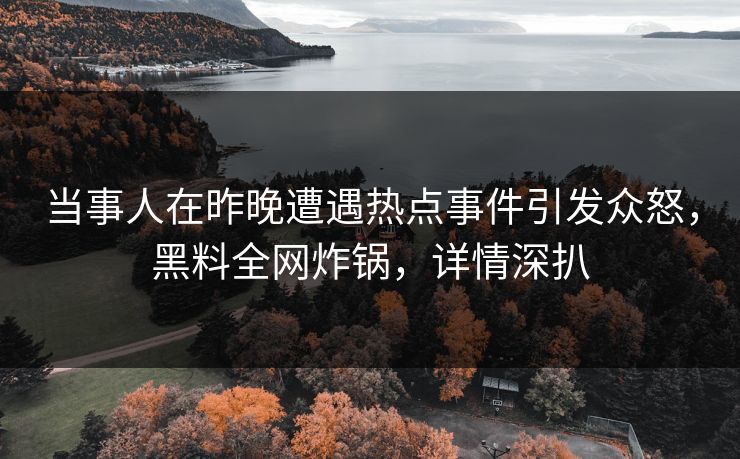 当事人在昨晚遭遇热点事件引发众怒，黑料全网炸锅，详情深扒